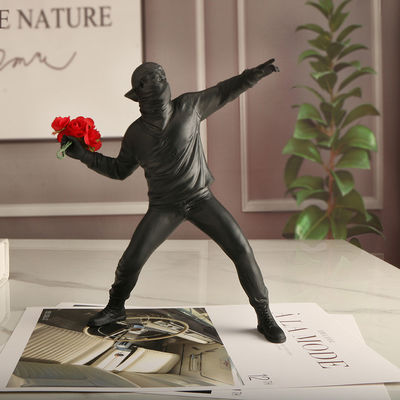 Home Decoration Unique Flower Throwing Boy Resin Statue Single-piece Package Ornament