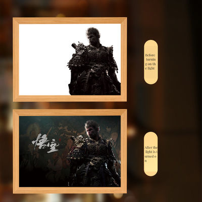 Photo Frame Black Myth Wooden Frame Night Lamp Monkey King Design for Study and Bedroom