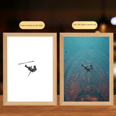 Customized Printing Wooden Frame Monkey King Night Light for Home Office Picture Frames