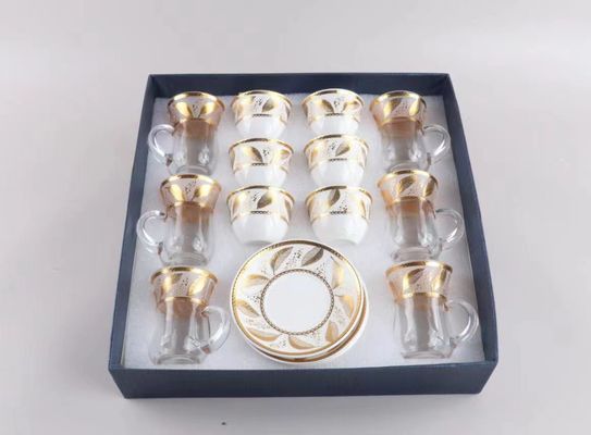 Stocked Royal Black Gold Arabian Glass Liner Carefe Porcelain Cawa Cup 1L Tea Coffee Kettle Set Dallah Pot Arabic Coffee Vacuum Flasks