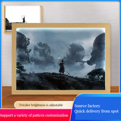 Custom Size Black Myth Monkey King Night Light Journey to the West Wooden Frame Lamp for Bedroom and Desktop Wood Frames Product