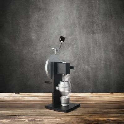 Metal Type Aluminum Manual Coffee Bean Grinder with Flywheel Handle and Italian Burr