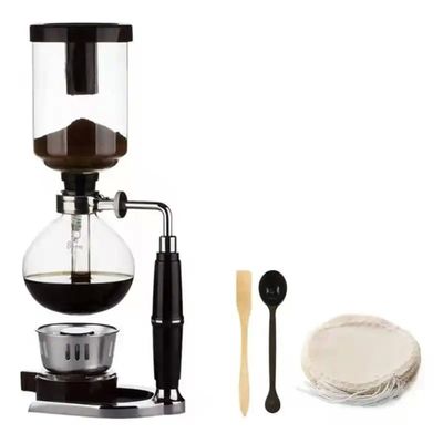 Stainless Steel Metal User-Friendly 3-Cup Espresso Coffee Maker with Easy Siphon System