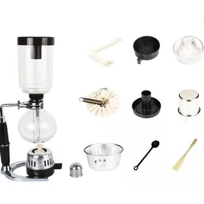 Stainless Steel Metal User-Friendly 3-Cup Espresso Coffee Maker with Easy Siphon System