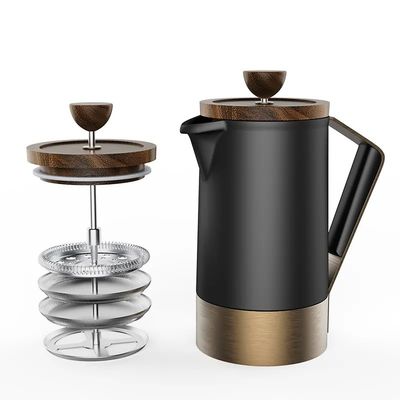 Customized Logo Ceramic French Press Portable Stainless Steel Filter Coffee Tea Maker