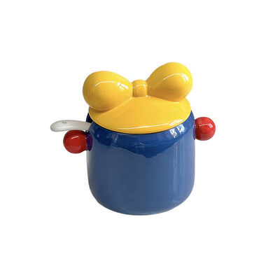 Kitchen Space Ceramic Condiment Box Microwavable Food Storage Jar for Sugar Biscuit Tea