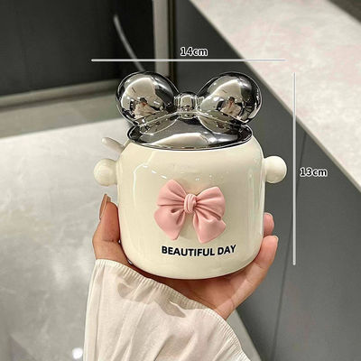 Kitchen Ceramic Multi-Function Seasoning Jar with Filter Screen and Printing Design