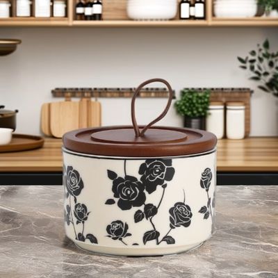Stylish Kitchen Storage and Decor Vintage Floral Ceramic Jar in American Style Design
