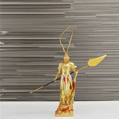Golden Hoop Monkey King Resin Figure Contemporary Metal Collection Piece for Anniversaries