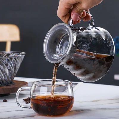 600ml Coffee Maker Transparent Borosilicate Glass Coffee Bean Shape Pour Over with Lid