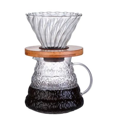 600ml Coffee Maker Transparent Borosilicate Glass Coffee Bean Shape Pour Over with Lid