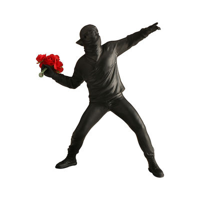 Vertical Resin Pattern Banksy Flower Throwing Boys Contemporary Art Deco Cross Mirror