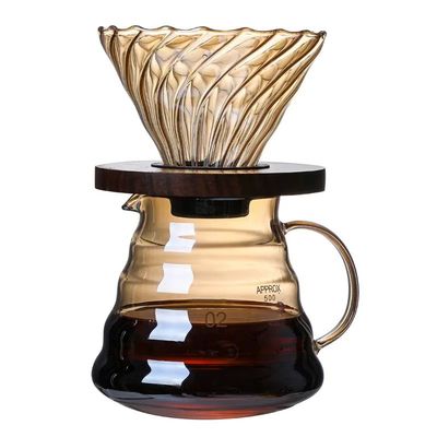 Brown Borosilicate Glass Pour over Coffee Machine with Transparent Dripper and Pot Set