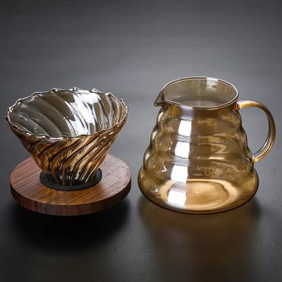High Borosilicate Glass Reusable Coffee Cup with Transparent Cone Dripper Filter