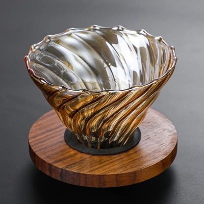 Transparent Borosilicate Filter Cup Set and Walnut Stand Perfect for Adults' Coffee Time