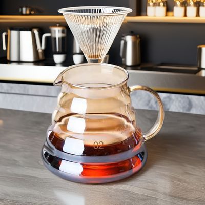500ml-1000ml Capacity Portable Metal Glass Server with Lid Transparent Coffee Machine
