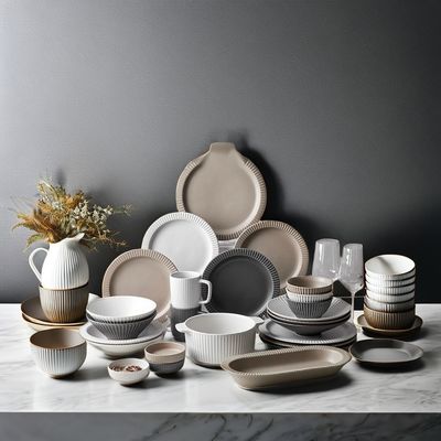 Crackle Glaze Modern Nordic Ceramic Dinnerware Set Custom Size and Disposable Feature