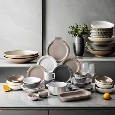 Crackle Glaze Modern Nordic Ceramic Dinnerware Set Custom Size and Disposable Feature