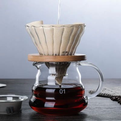 Kitchen Modern Design Borosilicate Glass Coffee Maker Set with Permanent Drip Filter