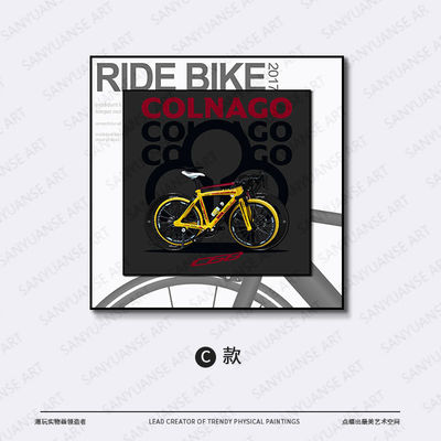 Home Office Hotel Decoration Modern Retro Bicycle Hanging Wall Art with Crystal Mural