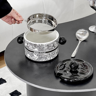 Rotundity Ceramic Tea Coffee Candy Container with Classical Design and Microwavable