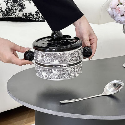 Rotundity Ceramic Tea Coffee Candy Container with Classical Design and Microwavable