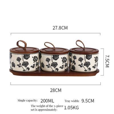 Kitchen Storage Vintage Floral Ceramic Jar Sealed Canister for Food Container Storage