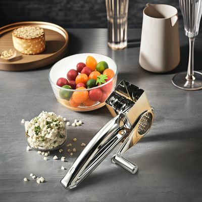 Home Kitchen Cheese Grater with Interchangeable Drums Stainless Steel Handheld Slicer