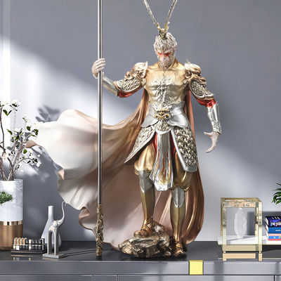 Fiberglass Monkey King Takes on Buddha Customized Color Home Accessories for TV Cabinet
