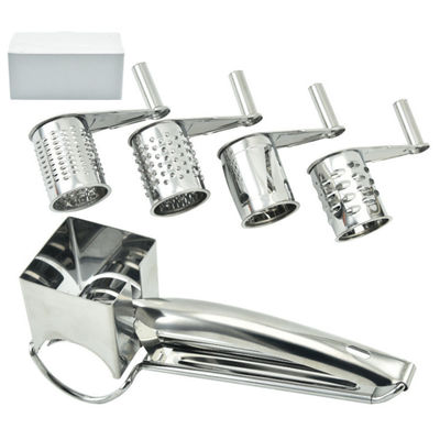 Versatile Silver Rotary Cheese Grater for Nuts and Vegetables Multiple Drum Options