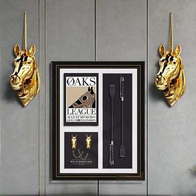 Custom Size Three-Dimensional Equestrian Wall Art for Living Room Entrance Retro Design
