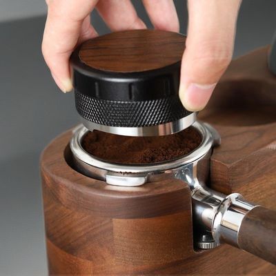 Portable Espresso Coffee Tamper with Walnut Wood Handle and Stainless Steel Base