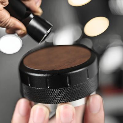 Adjustable Height Espresso Tamper Walnut Wood and Aluminium Base for Perfect Tamping