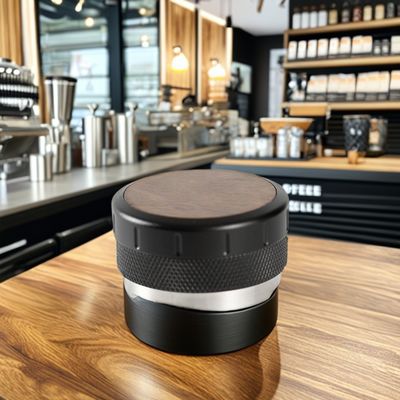 NO 51mm/53mm Adjustable Height Espresso Tamper with Walnut Wood and Stainless Steel Design