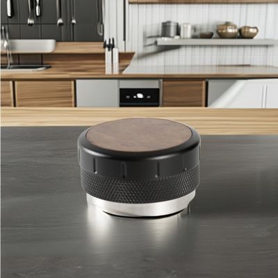 Adjustable Height Espresso Tamper Classic Style with Walnut Wood and Stainless Steel Base