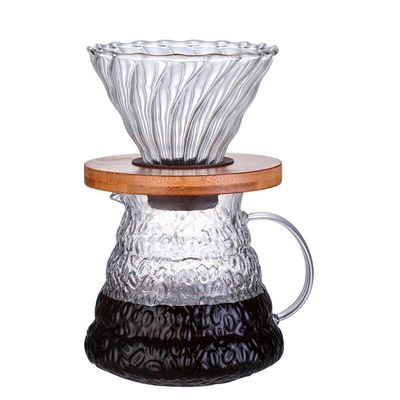 Transparent Glass Coffee Maker Set with Heat Resistant Dripper and 600ml Capacity
