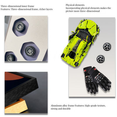Customized Color Wall Hanging Art Building Blocks 4S Car Dealership 3D Wall Murals
