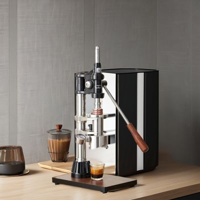 Home Coffee Maker with Black Laser Logo Espresso Barista Tools and Pressure Gauge