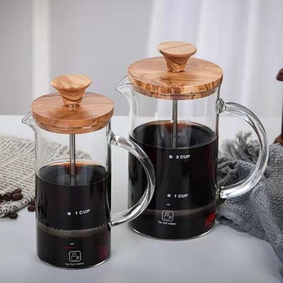 400ml Capacity Round Glass French Press Coffee Maker for Portable Kitchen Accessories