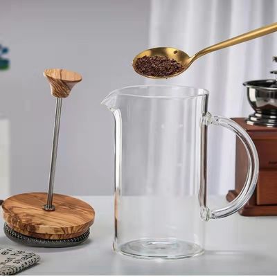 400ml Capacity Round Glass French Press Coffee Maker for Portable Kitchen Accessories