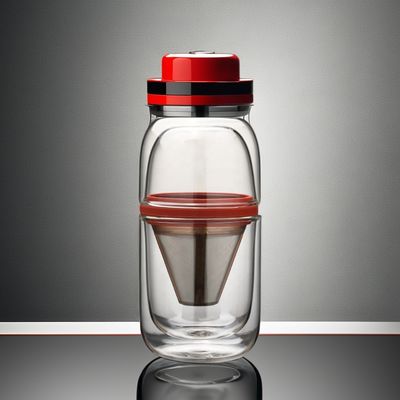 Unisex Portable Transparent Glass Coffee Pot and Tea Set Folding Feature for 1 Person