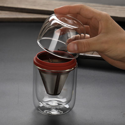 Unisex Portable Transparent Glass Coffee Pot and Tea Set Folding Feature for 1 Person