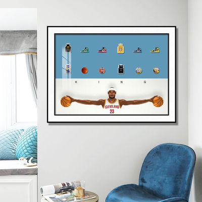 Gallery Wall Sets 'Club Basketball Star' Painting Featuring Jordan and LeBron James in Customized Color