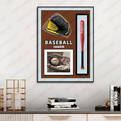 Customized Color 3D Baseball Wall Art in Modern Design for Living Room Sofa Background
