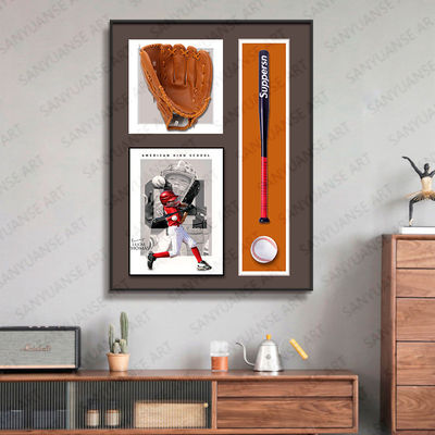 Customized Color 3D Baseball Wall Art in Modern Design for Living Room Sofa Background