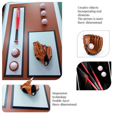 Customized Color 3D Baseball Wall Art in Modern Design for Living Room Sofa Background