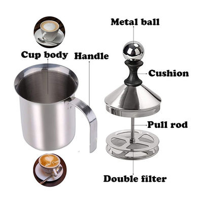 800ml Handheld Coffee Milk Blender HomeGoal Stainless Steel Manual Frother with Filter