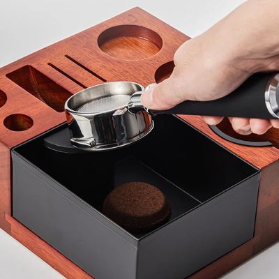 Restaurant Coffee Tools Multifunctional Wooden Knock Box with Stainless Steel Stand 58mm