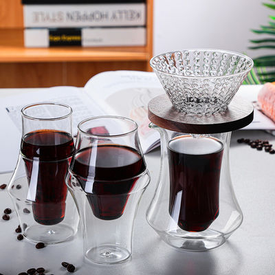 Sustainable Double Wall Clear Glass Perfect Hand Drip Coffee Dripper Set for Office Cups