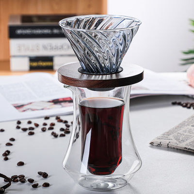 Sustainable Double Wall Clear Glass Perfect Hand Drip Coffee Dripper Set for Office Cups